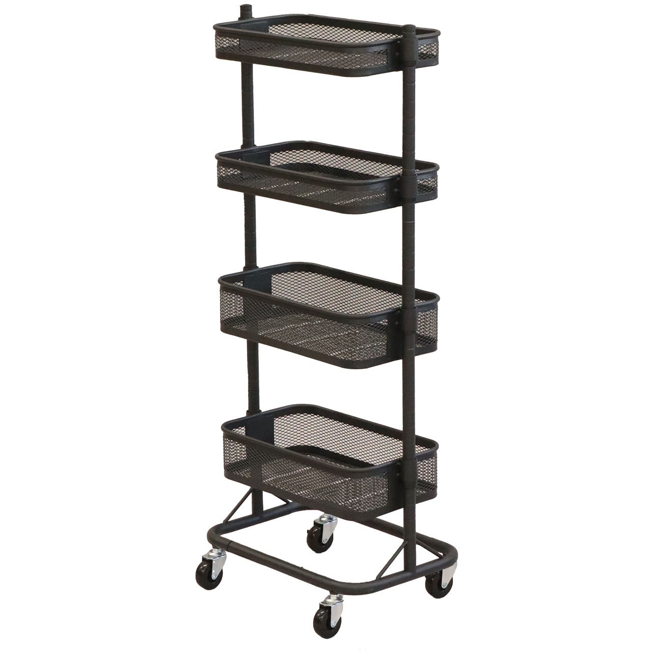 XSW-3094BK スリムワゴン4段 BK AIS (エイ・アイ・エス) ストッパーあり 高さ930mm間口315mm奥行396mm XSW-3094BK