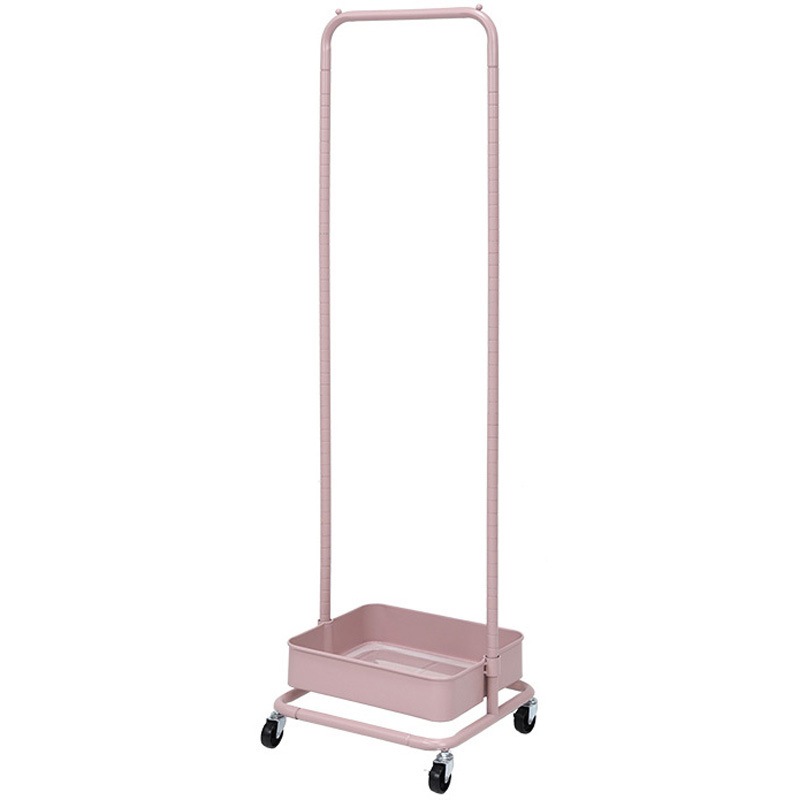 KR-3368PI ハンガーラック キャスター付き 高さ調節可能 おしゃれ スチール バスケット 萩原 スモーキーピンク色  1台(1台) KR-3368PI