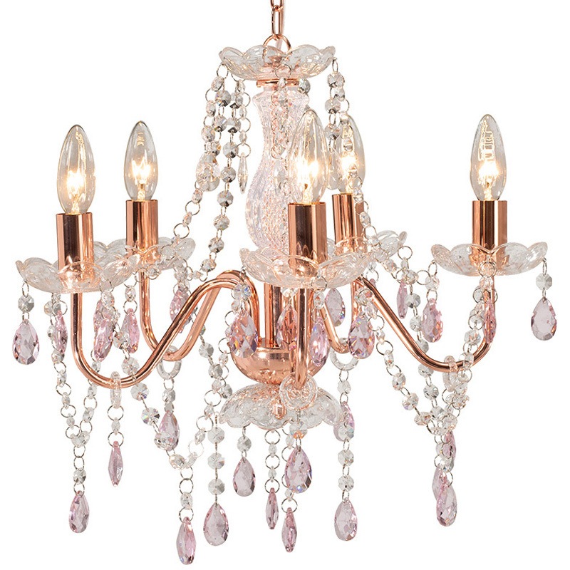 NL-8628PK 5灯 シャンデリア 白熱電球 付き 天井照明 工事不要 間接照明  4畳 ～ 6畳 シーリング 軽量 萩原 1台(1台) NL-8628PK