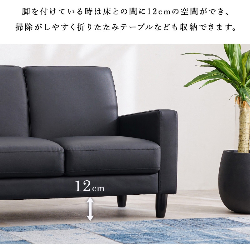 リッツ-2P-PBR コンパクト ソファー 二人掛け 幅 120 cm 脚 取り外し