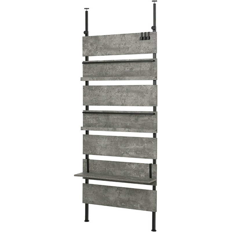 KTR-3178MGY 突っ張り式 マガジンラック 選べる 幅 80 cm / 60 cm 天井 突っ張り 棚 萩原 グレー/ブラック色  1台(1台) KTR-3178MGY