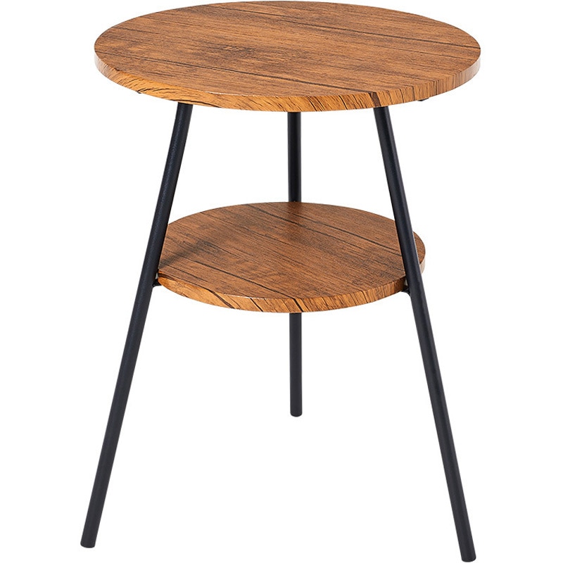 LST-4663BR サイドテーブル 丸型 2段 ナイトテーブル ソファテーブル