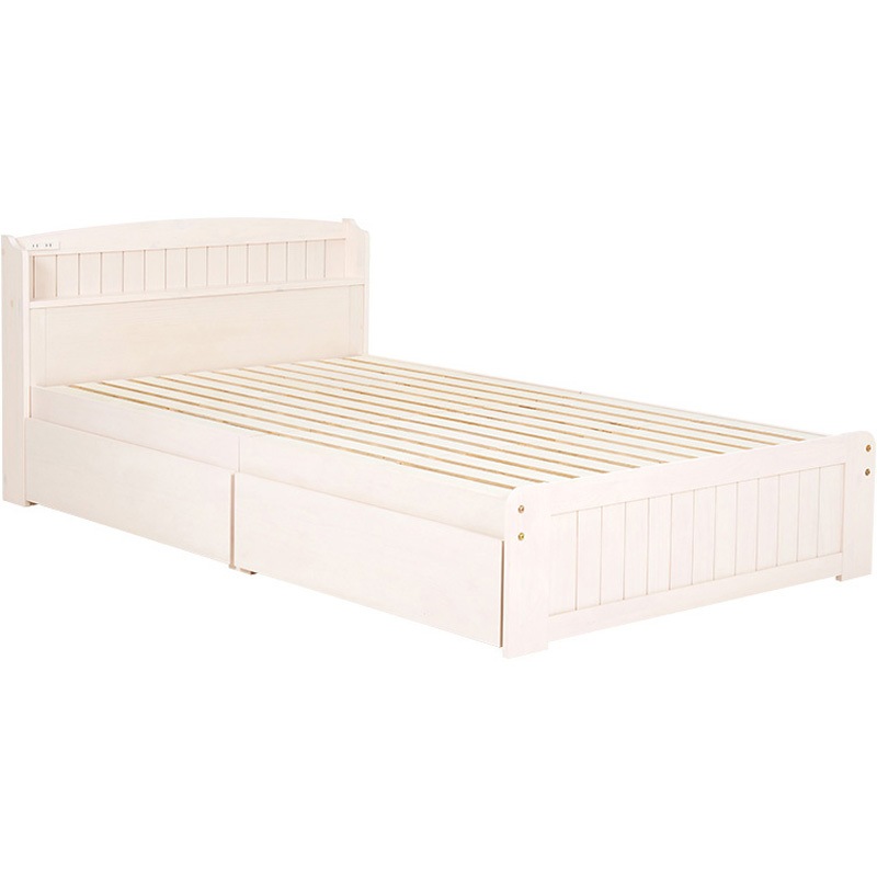 MB-5039SD-WS 大容量 引き出し 付き セミダブルベッド すのこベッド 棚 宮棚付き コンセント付き 天然木 萩原 1台(1台) MB-5039SD-WS 26,637円