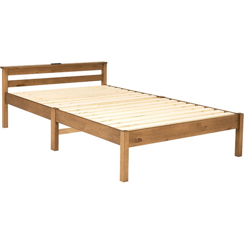 MB-5150SD-LBR ベッド すのこベッド 【約3分で組立完了】 工具不要 & ネジ 無し セミダブル ちょい置き 棚付き コンセント付き 耐荷重 200kg 萩原 1台(1台) MB-5150SD-LBR 19,485円