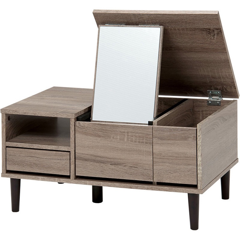 RD-1125GY ドレッサーテーブル 選べるサイズ 幅 75 / 幅 95 cm 大容量 ロータイプ メイク コスメ 鏡台 萩原 1台(1台) RD-1125GY