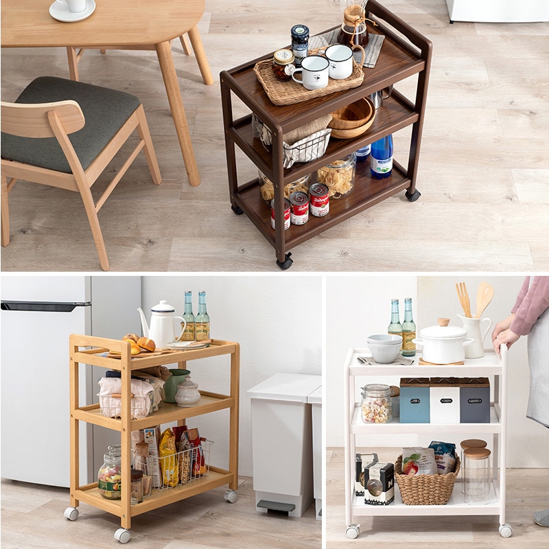 VW-7977BR 3色から選べる キッチンワゴン キャスター付き 幅59 cm 萩原