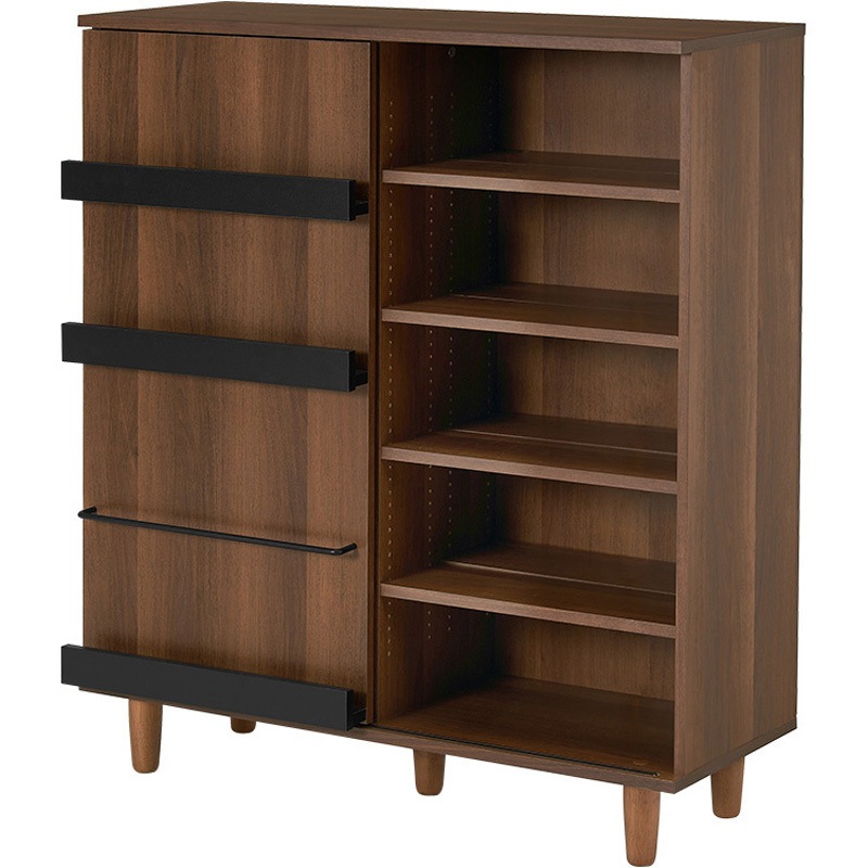 VKB-7273WN [ コミック 収納 約400冊 ]脚つき 大容量 本棚 推し活 収納 萩原 組立式2分割可動棚16枚仕様 ブラウン色  1台(1台) VKB-7273WN