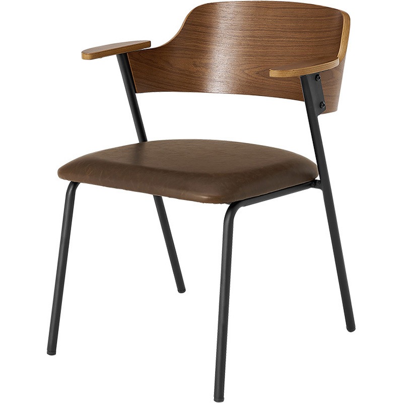 LC-4835BR-PDBR 肘付き ダイニングチェア 1脚 ハーフアーム アイアン 選べる5パターン 萩原 1台(1台) LC-4835BR-PDBR