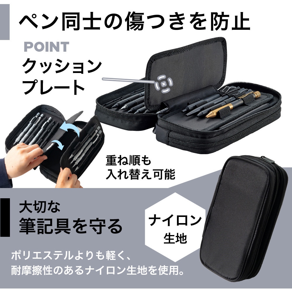 筆箱です A3801-9 XCOA スプレッドダブルペンケース リヒトラブ ファスナー