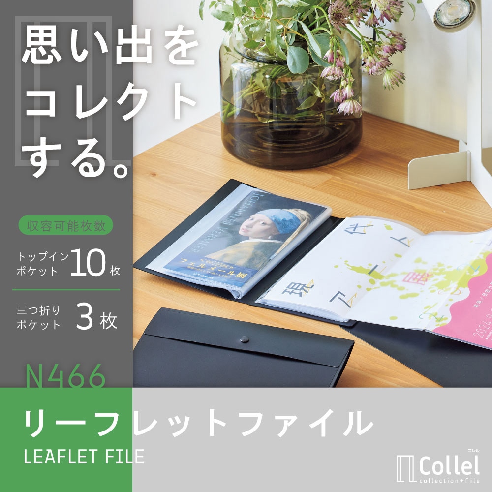 N466-24 Collel リーフレットファイル リヒトラブ ブラック色 A4(三