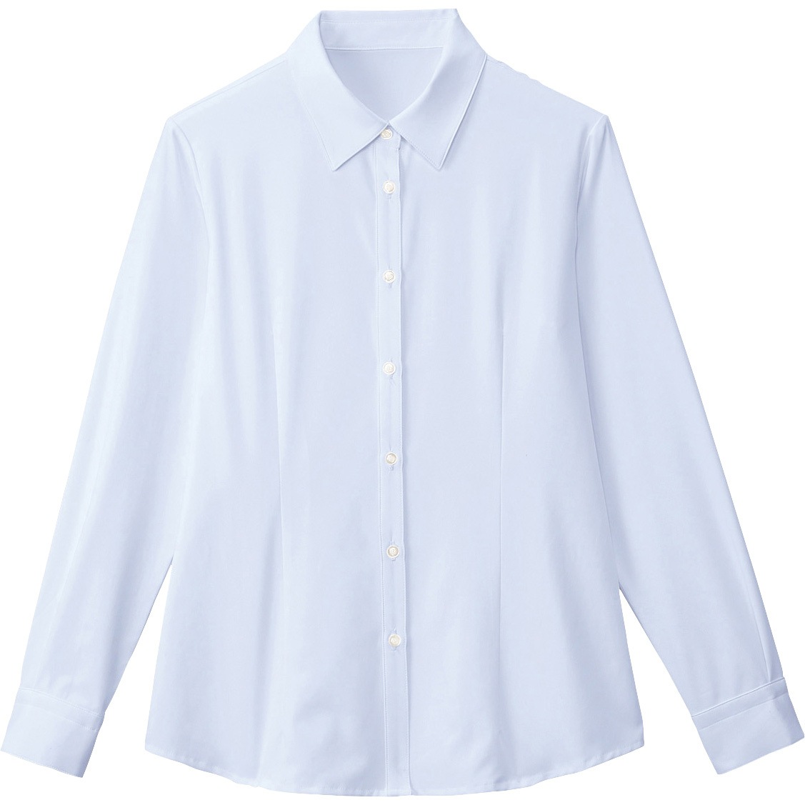 FB75577 ブラウス(長袖) フォーク(Nuovo) おうち洗濯可能 女性用 サックス色 5号サイズ  FB75577