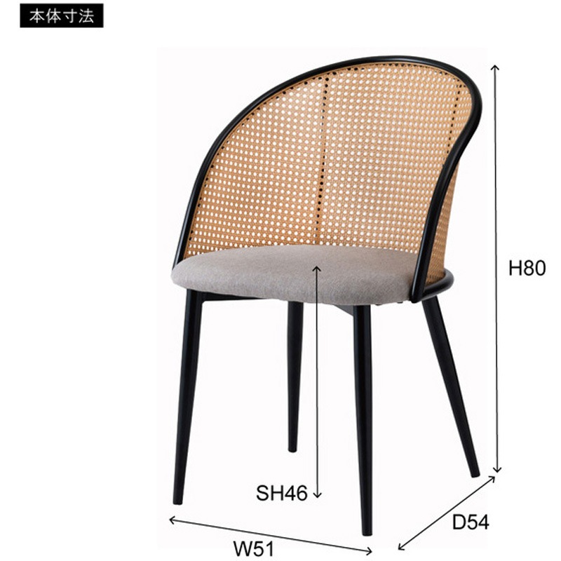ラタン製高背もたれダイニングチェア ダイニングチェア ラタン 座面高45cm クッション付 Breeze （ ラタン