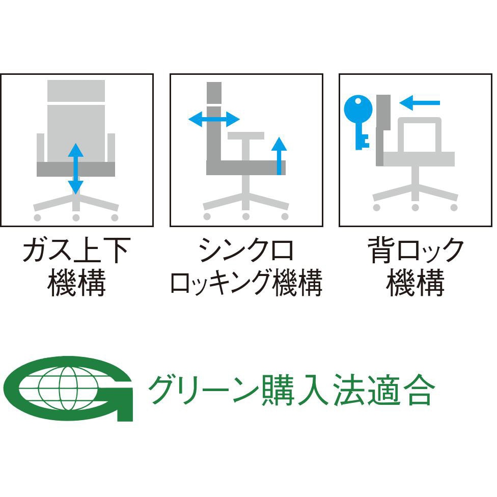 R-5255(L)BK オフィスチェア R-5200シリーズ ハイバックタイプ アイコ