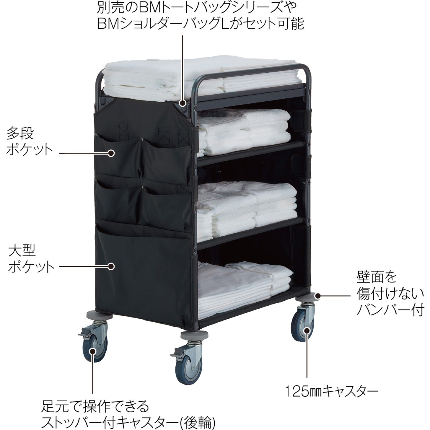 DS-573-220-7 ホテルリネンワゴンⅡ M 1台 テラモト 【通販モノタロウ】