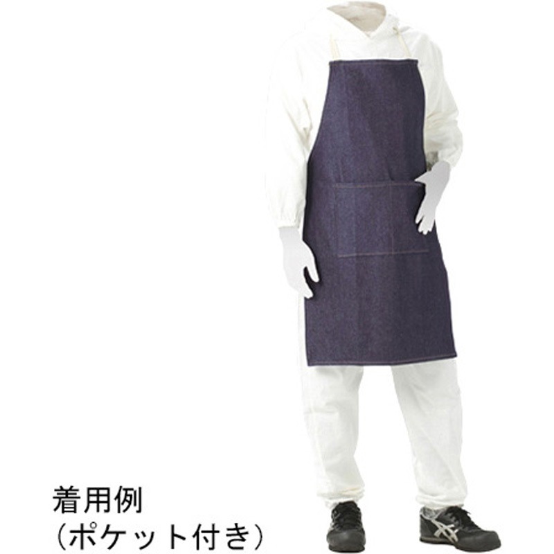 NJ-110P デニム製エプロン デニム胸付前掛け テープ NJ-110シリーズ 日光物産(NIKKO) フリー(H82cm×W58cm)サイズ 1袋(10枚)