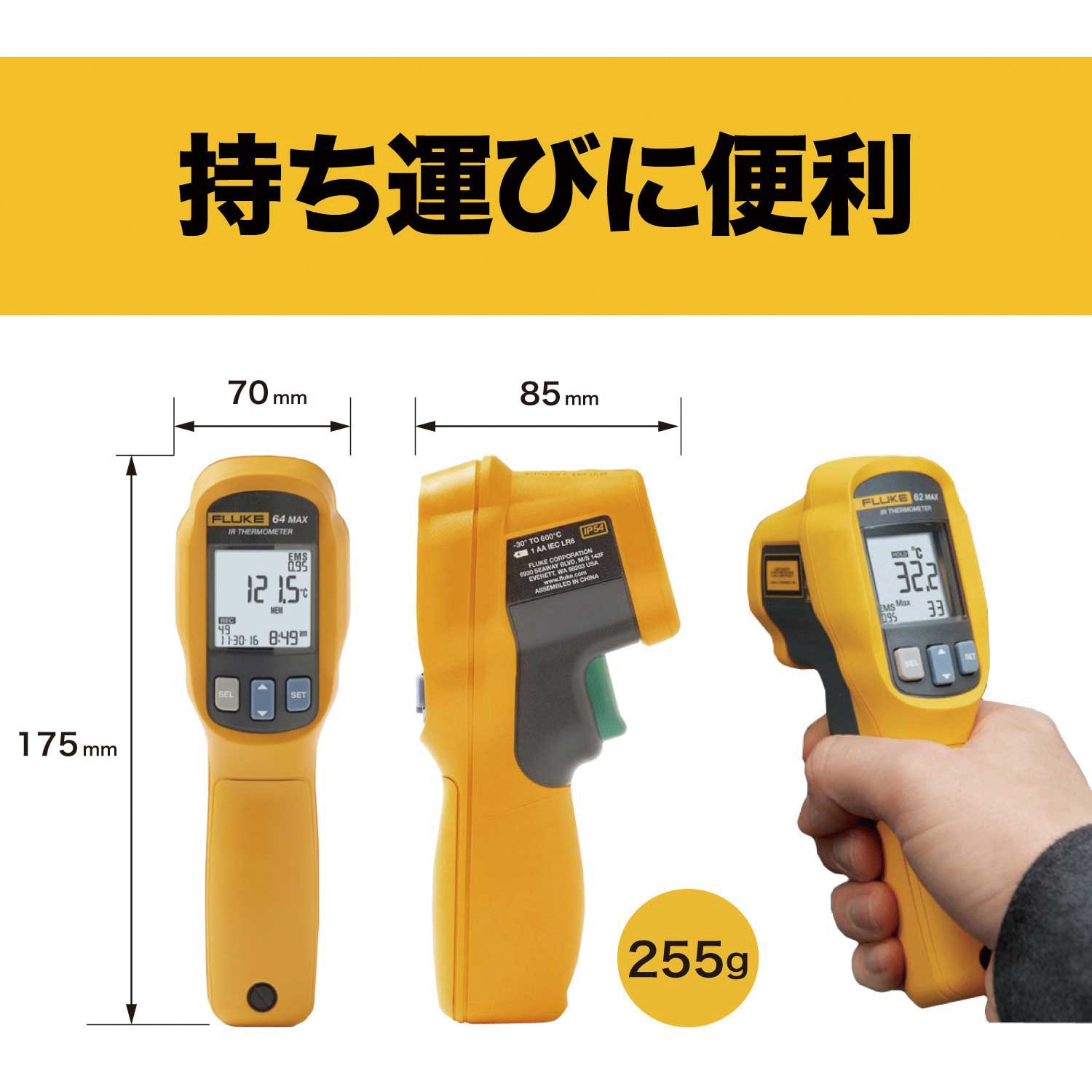 62MAX 放射温度計 Fluke 測定温度範囲-30～500℃ 【通販モノタロウ】