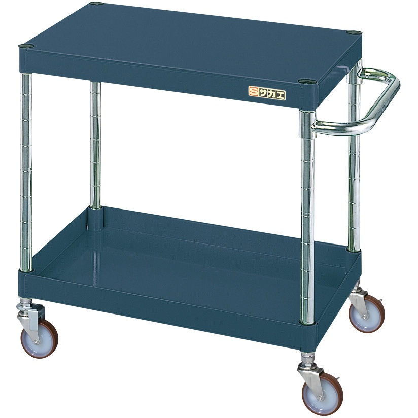CSP-6062LYNUD CSパールワゴン(軽量タイプ/ナイロンウレタン車//H600/2段/直進安定金具) サカエ ダークグレー色 間口600mm奥行400mm  CSP-6062LYNUD