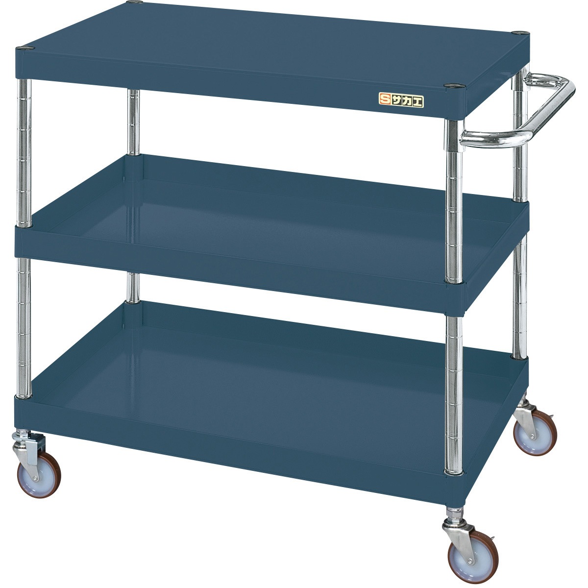 CSP-6073LYD CSパールワゴン(軽量タイプ/ゴム車//H740/3段/直進安定金具付) サカエ ダークグレー色 間口600mm奥行400mm  CSP-6073LYD 19,695円