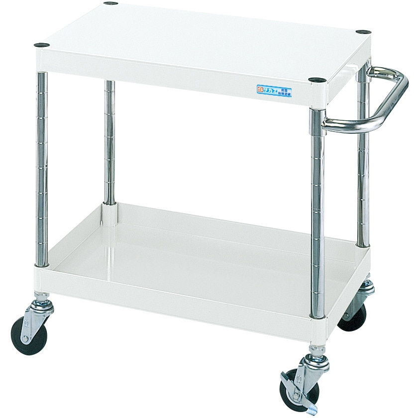 ※法人専用品※サカエ CSパールワゴン(中量/抗菌パールホワイト/ゴム車) パールホワイト W750×D500×H1080 CSP-75113W 台車 CSパールワゴン(軽量⁄抗菌パールホワイト⁄ゴム車) 直進安定金具無し仕様 2段 高さ600mm間口900mm奥行600mm CSP-9062LW