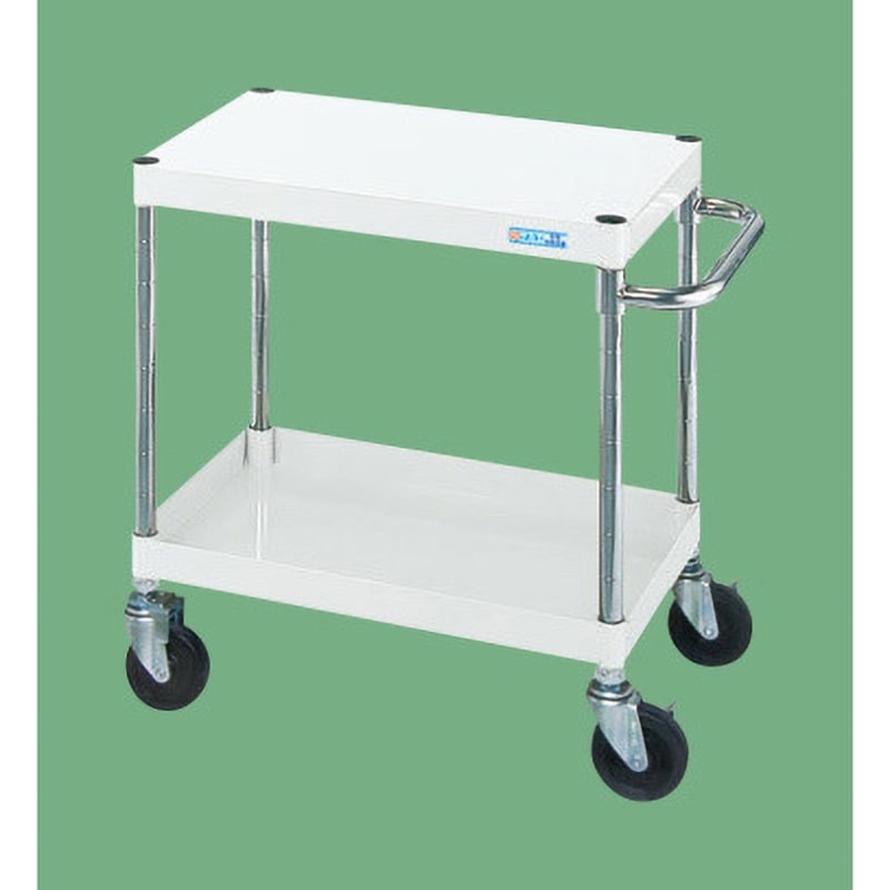 CSP-6082YNUW CSパールワゴン(中量/抗菌パールホワイト/ナイロンウレタン車/直進安定金具付) サカエ 2段 高さ880mm間口600mm奥行400mm  CSP-6082YNUW
