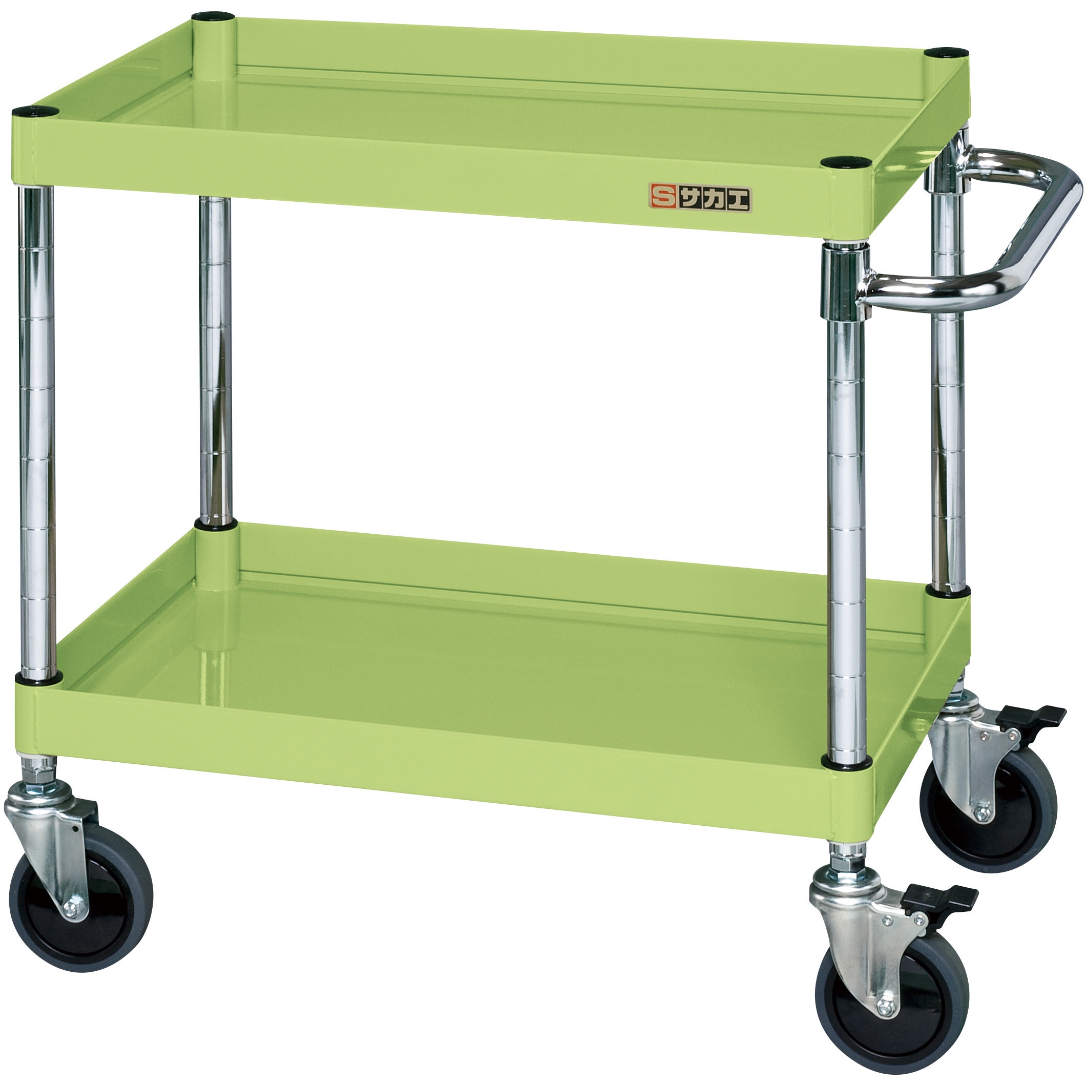 CSP-6062DSE CSパールワゴン(中量タイプ/サイレントエラストマー車/ダブルストッパー仕様) サカエ 2段 グリーン色 高さ606mm間口600mm奥行400mm  CSP-6062DSE 21,445円