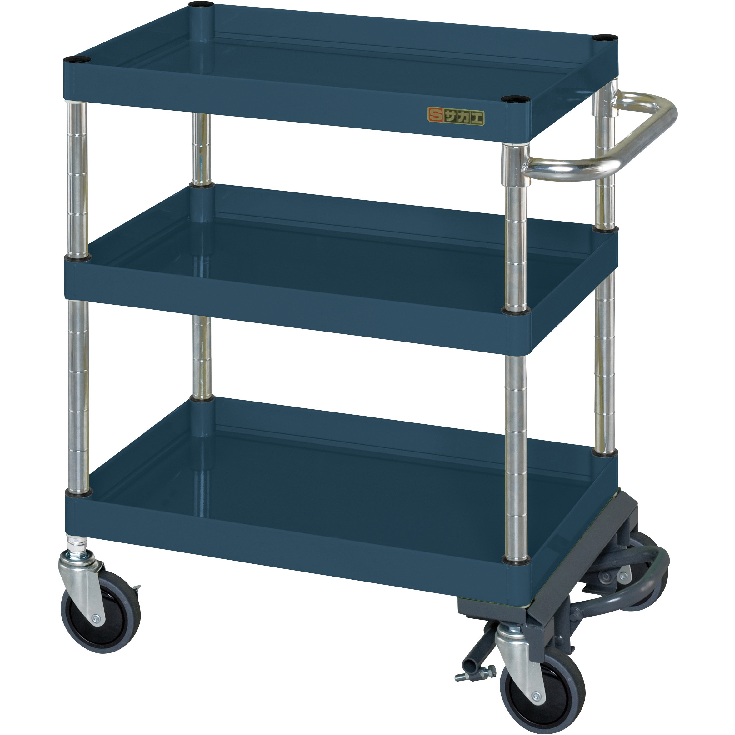 ＣＳパールワゴン（中量タイプ・引出し付） CSP-7573C サカエ CSパールワゴン(中量タイプ⁄均等耐荷重130kg⁄ゴム車⁄H740mm⁄3段