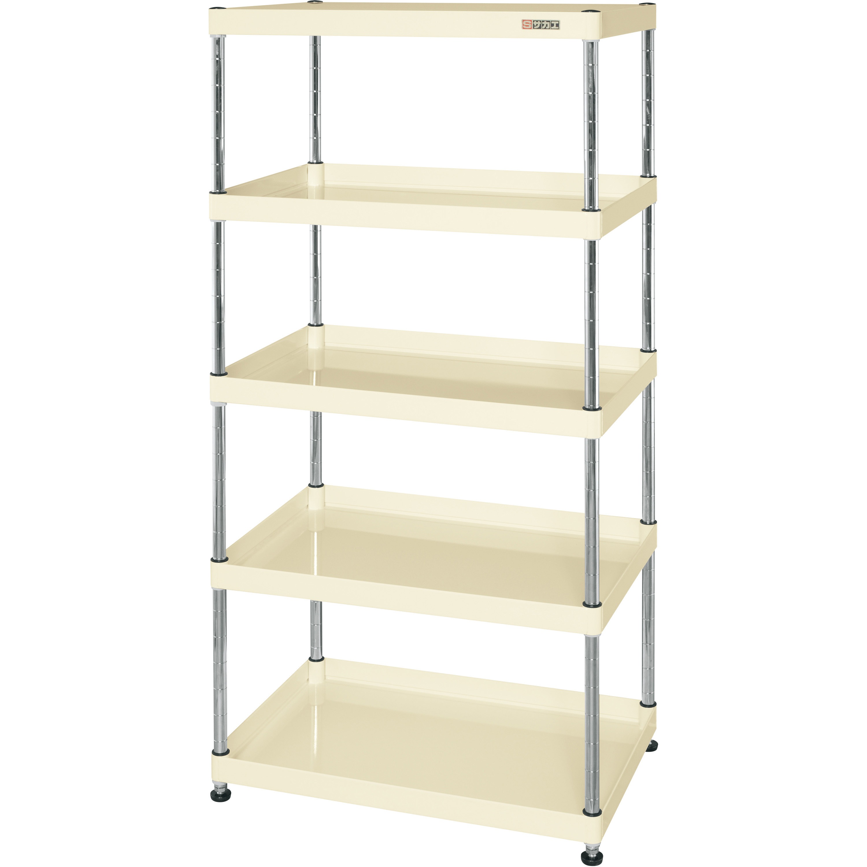 ※法人専用品※サカエ CSパールワゴン(中量/抗菌パールホワイト/ナイロンウレタン車/直進安定金具付) パールホワイト W600×D400×H600