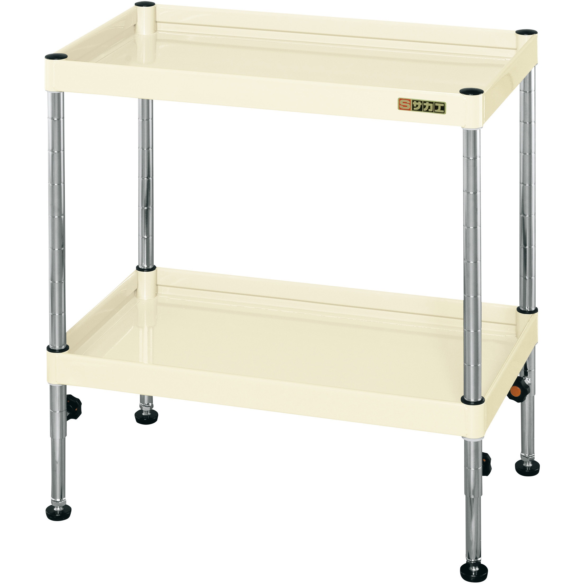 TCSPN-6072I CSパールワゴン(高さ調整固定タイプ/2段/H610～860) サカエ アイボリー色 間口600mm奥行400mm  TCSPN-6072I