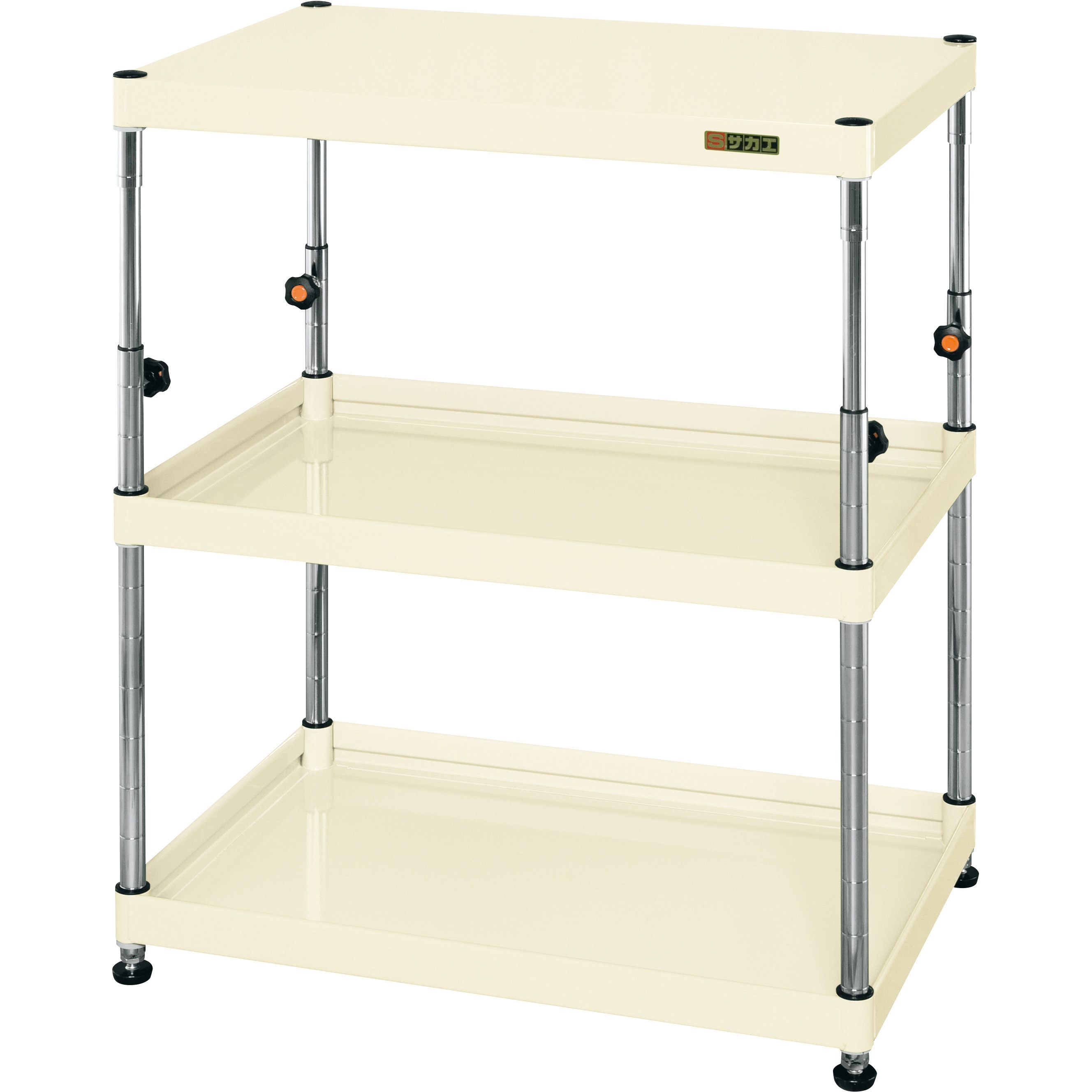 TCSPN-7583I CSパールワゴン(高さ調整固定タイプ/3段/H750～1000) サカエ アイボリー色 間口750mm奥行500mm  TCSPN-7583I