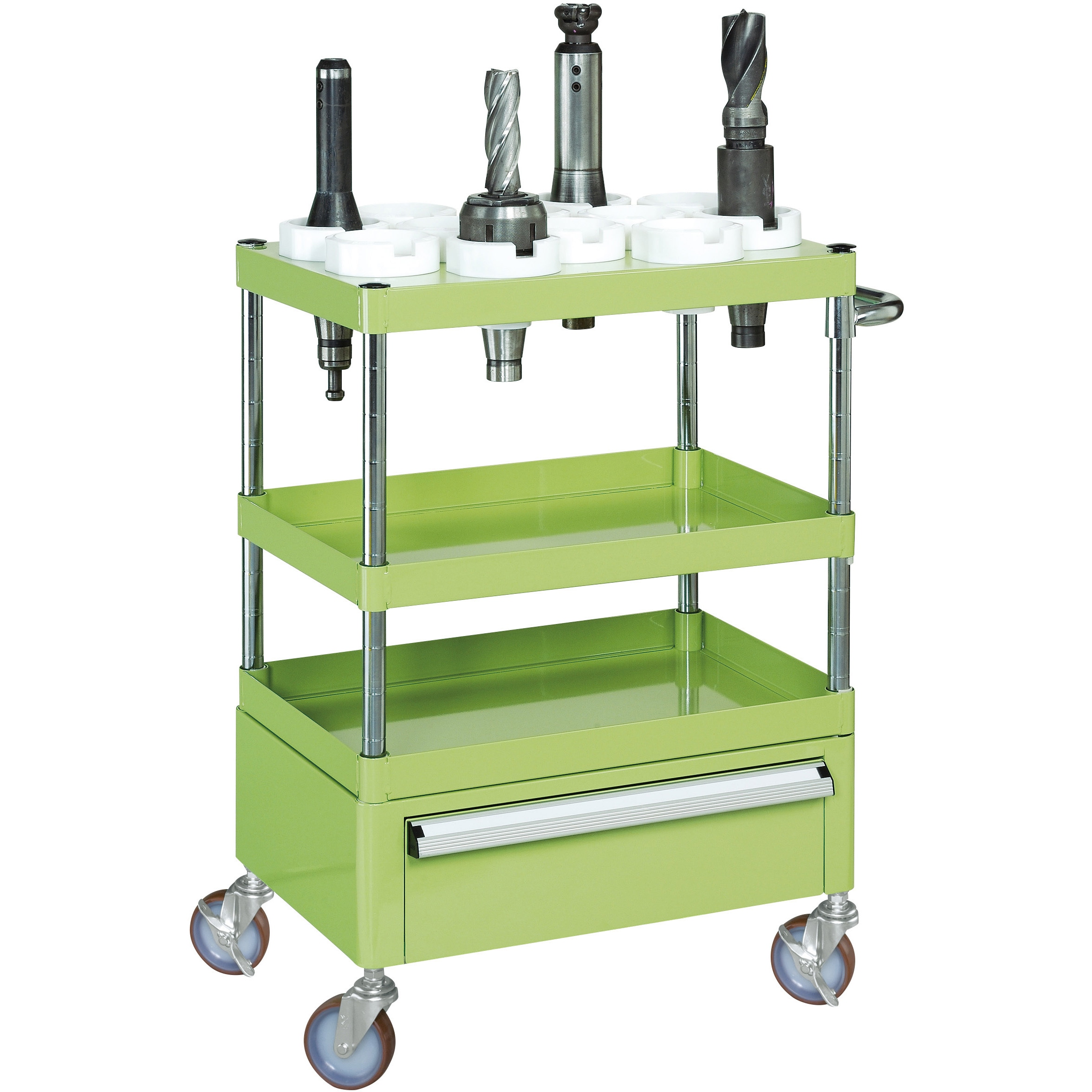 CSP-23YNUC ツーリングワゴン パールワゴンタイプ 引出付 直進安定金具付 サカエ グリーン色 段数3(内UT40棚1段) 高さ880mm間口600mm奥行400mm  CSP-23YNUC 45,487円