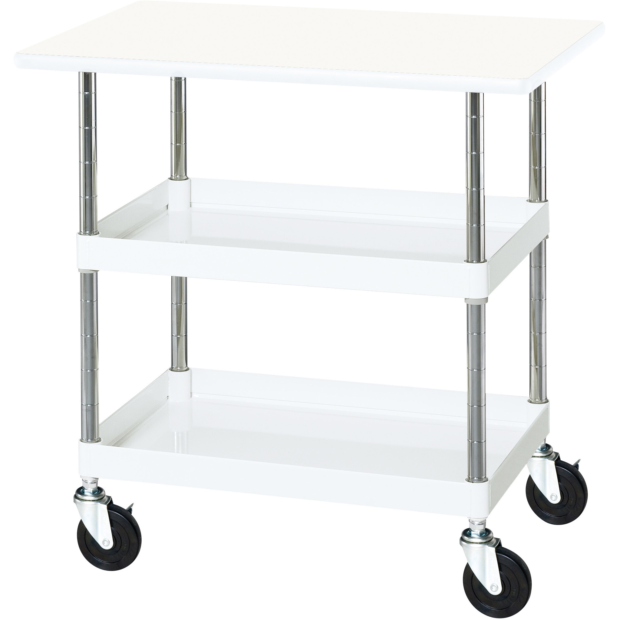 CSP-7572VW CSパールワゴン(抗菌パールホワイト/ゴム車/天板付) サカエ