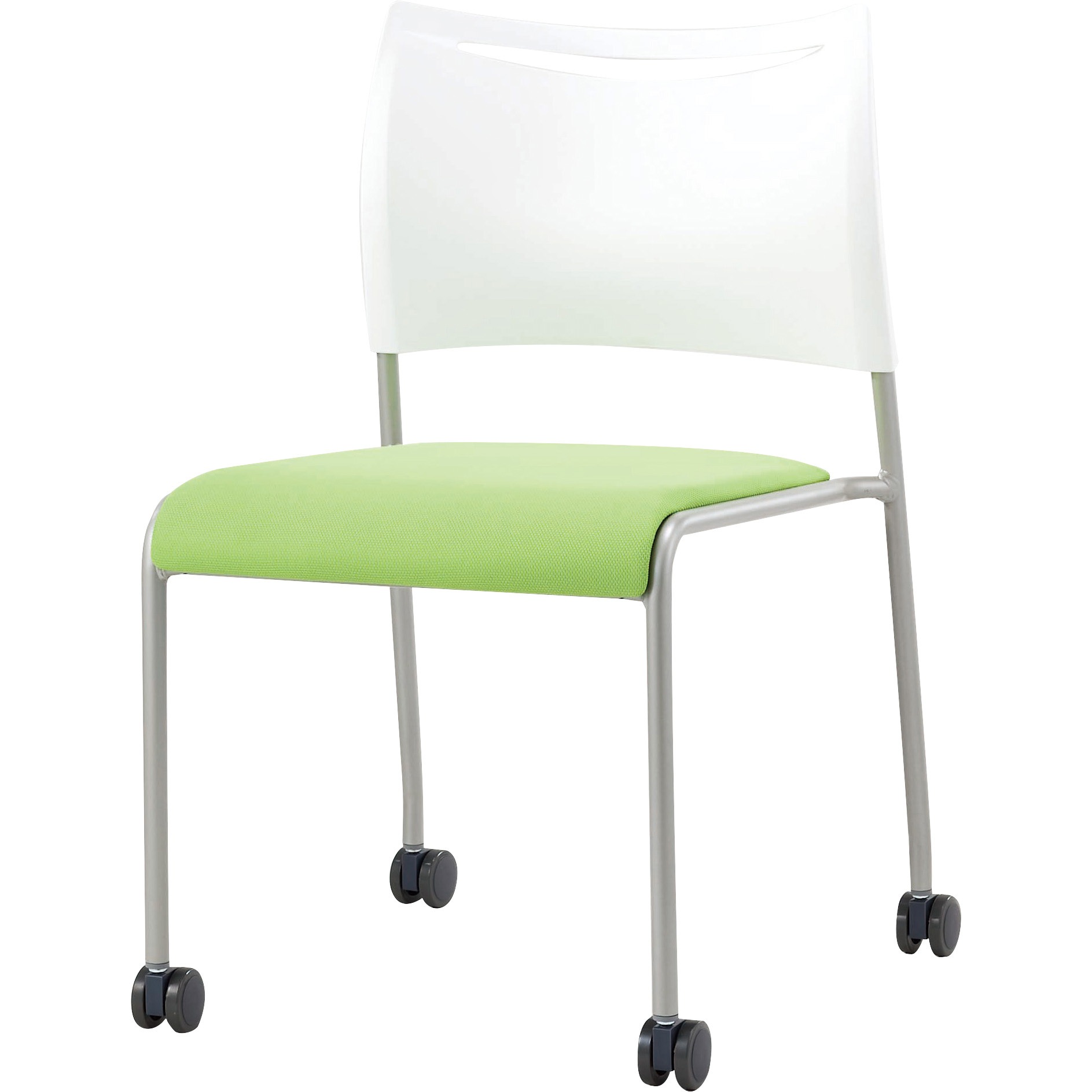 LTS-4C-F-GR ミーティングチェアLTS-4Cシリーズ(キャスタータイプ) 布張りタイプ アイリスチトセ シルバー ホワイト グリーン 高さ790mm幅520mm奥行535mm