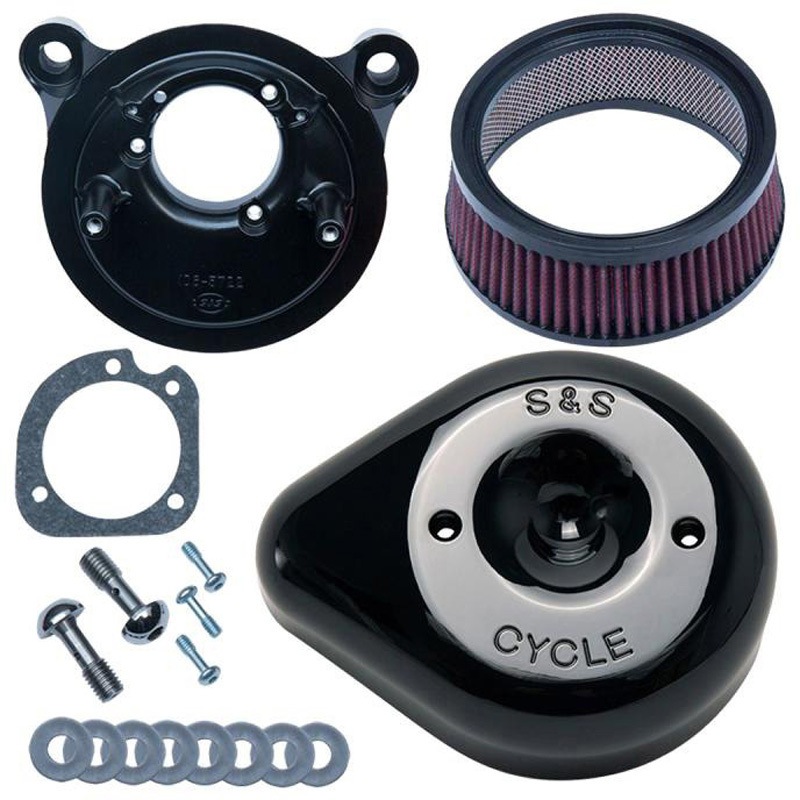170-0525B ステルス エアクリーナーキット ティアドロップ グロスブラック 170-0525B エスアンドエスサイクル アルミ