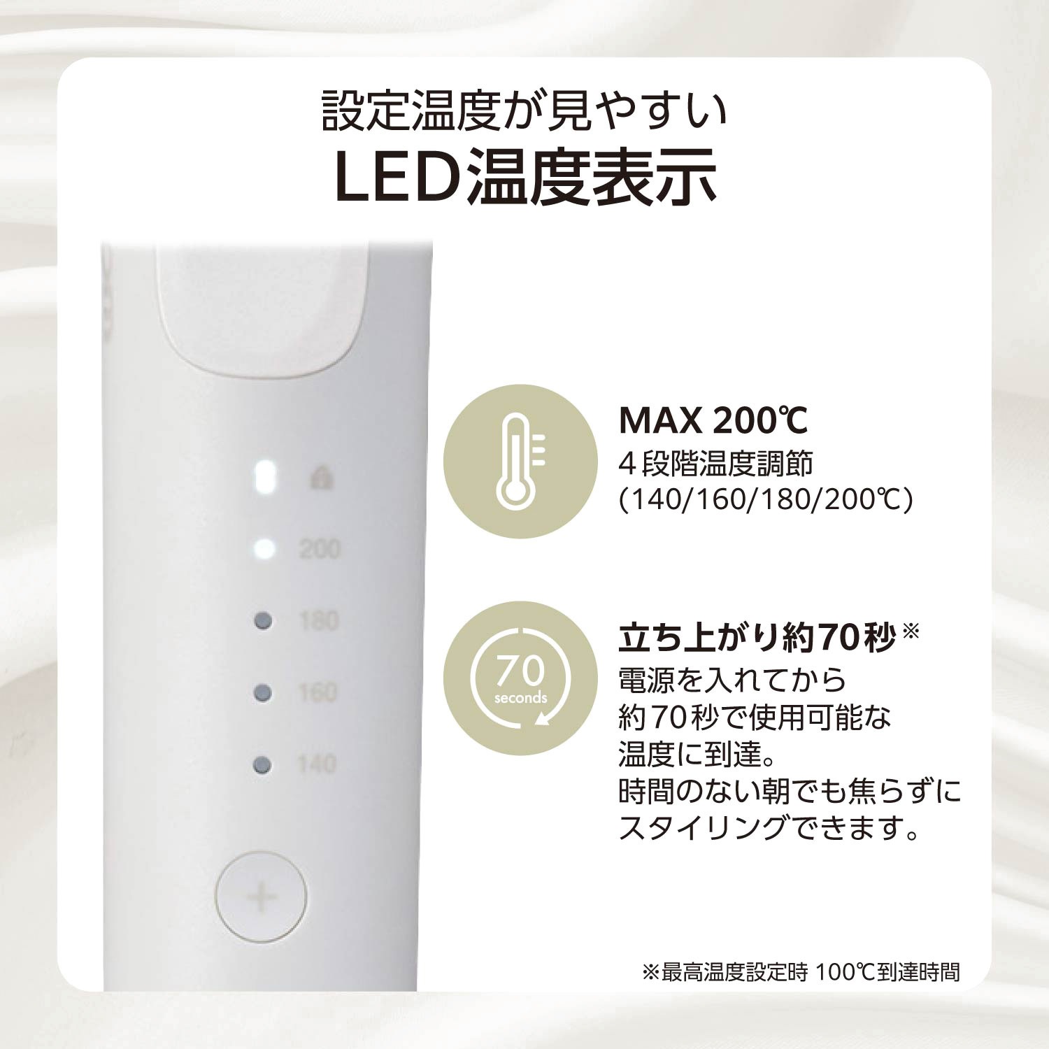 TM763A-W カール ヘアアイロン コテ ロングバレル シルクコーティング