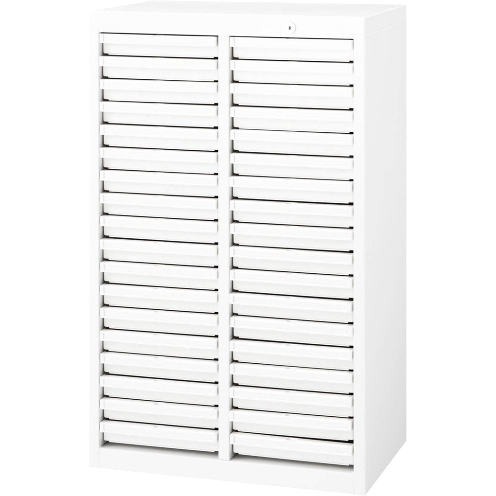 5-860-3332 システムトレーキャビネット 施錠タイプ ホワイトトレー 内田洋行 2列18段A4浅型タテタイプ   5-860-3332 65,890円