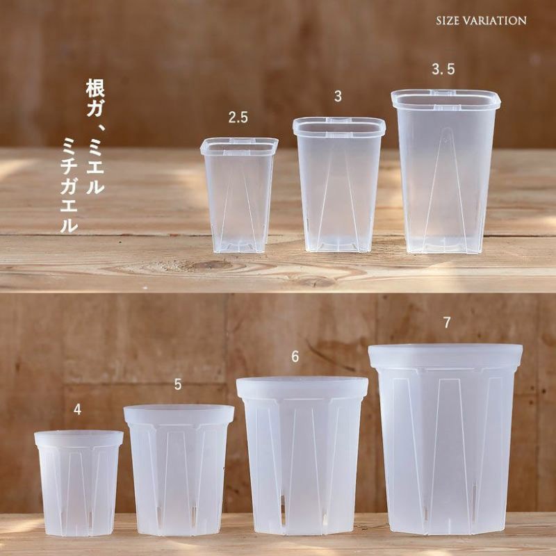 3号ロング角 透明スリット鉢 ネガミエル ノーブランド 3号サイズ 1箱