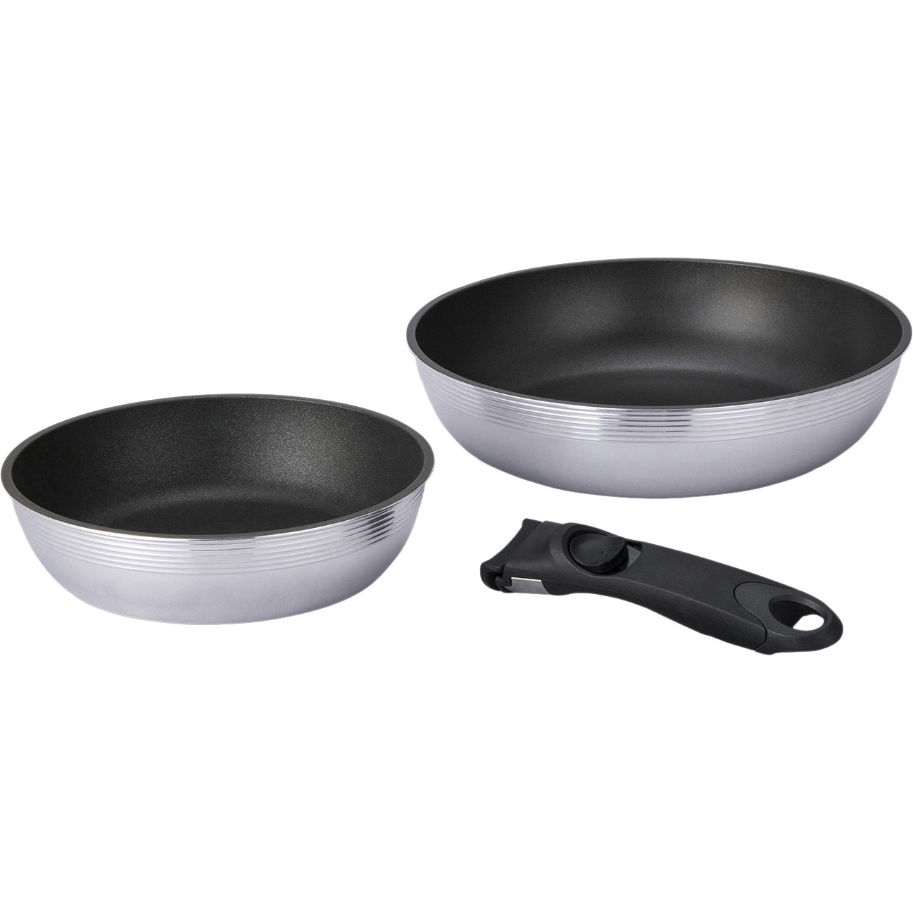 A-3137 CAST VARIUS キャストバリウス 取っ手のとれるフライパン ガス火専用3点セット(フライパン×2、ハンドル×1) 1セット hokua(北陸アルミニウム) 【通販モノタロウ】