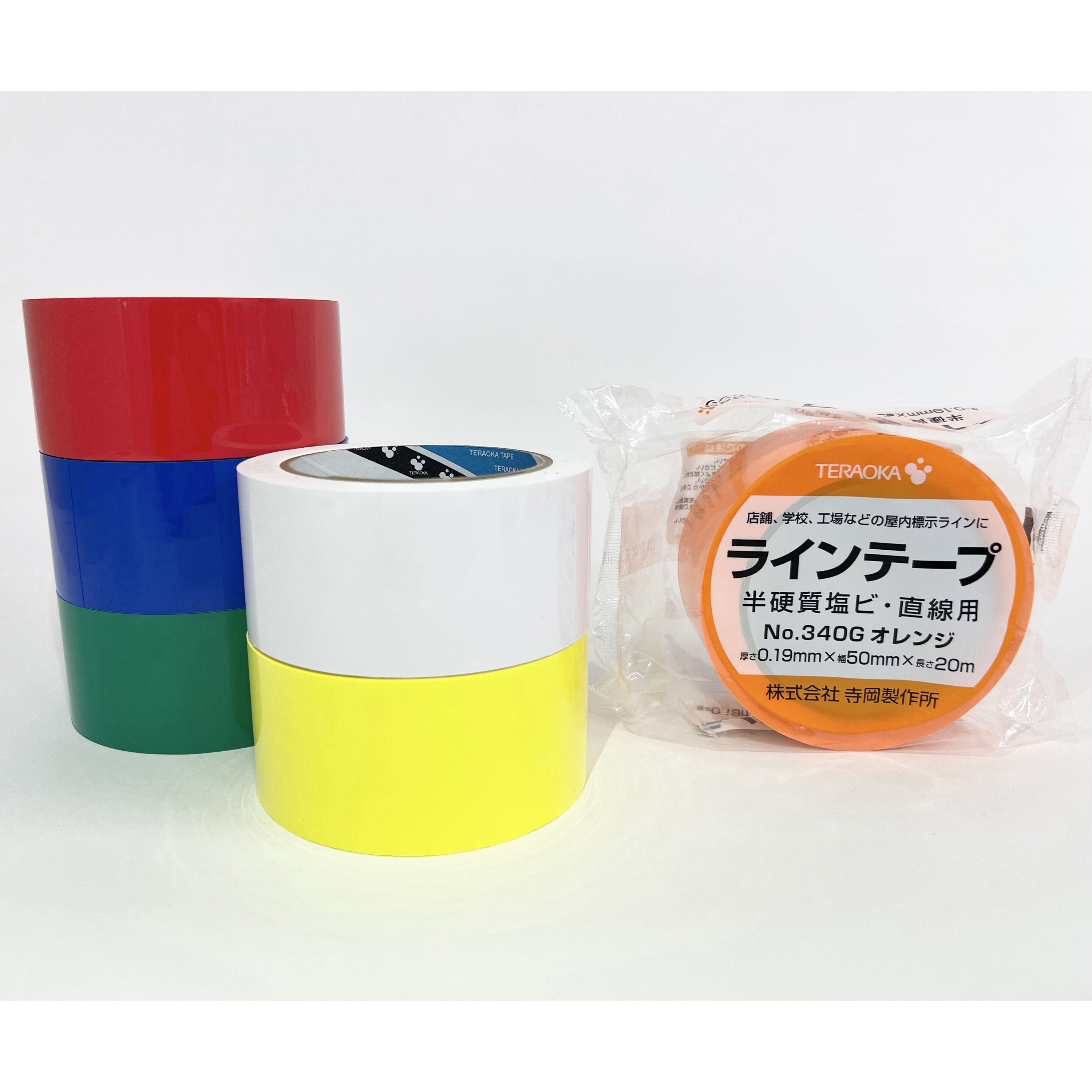 NO.340G ラインテープ 寺岡製作所 白色 屋内 幅100mm長さ20m 1巻