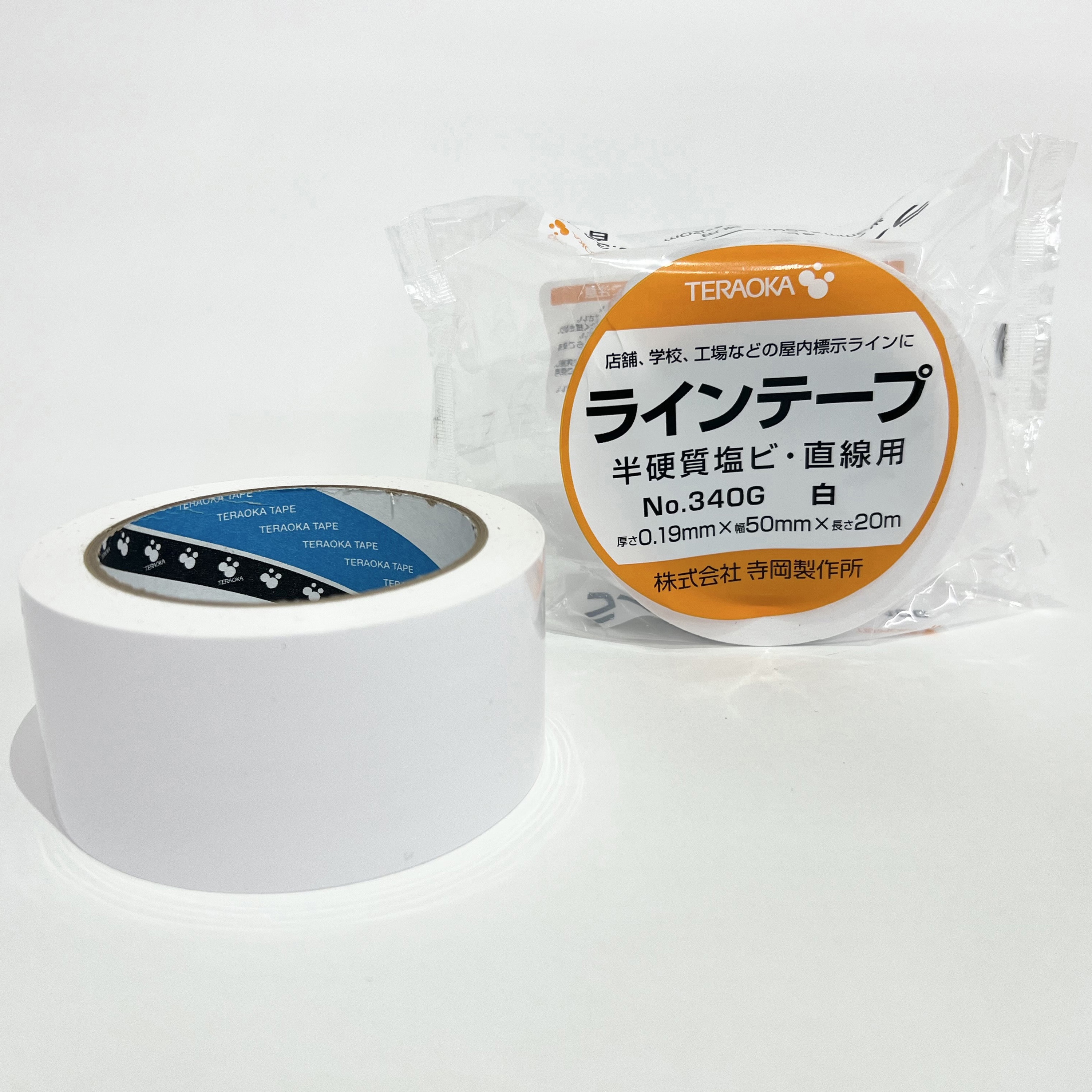 NO.340G ラインテープ 寺岡製作所 白色 幅100mm長さ20m 1巻 - 【通販