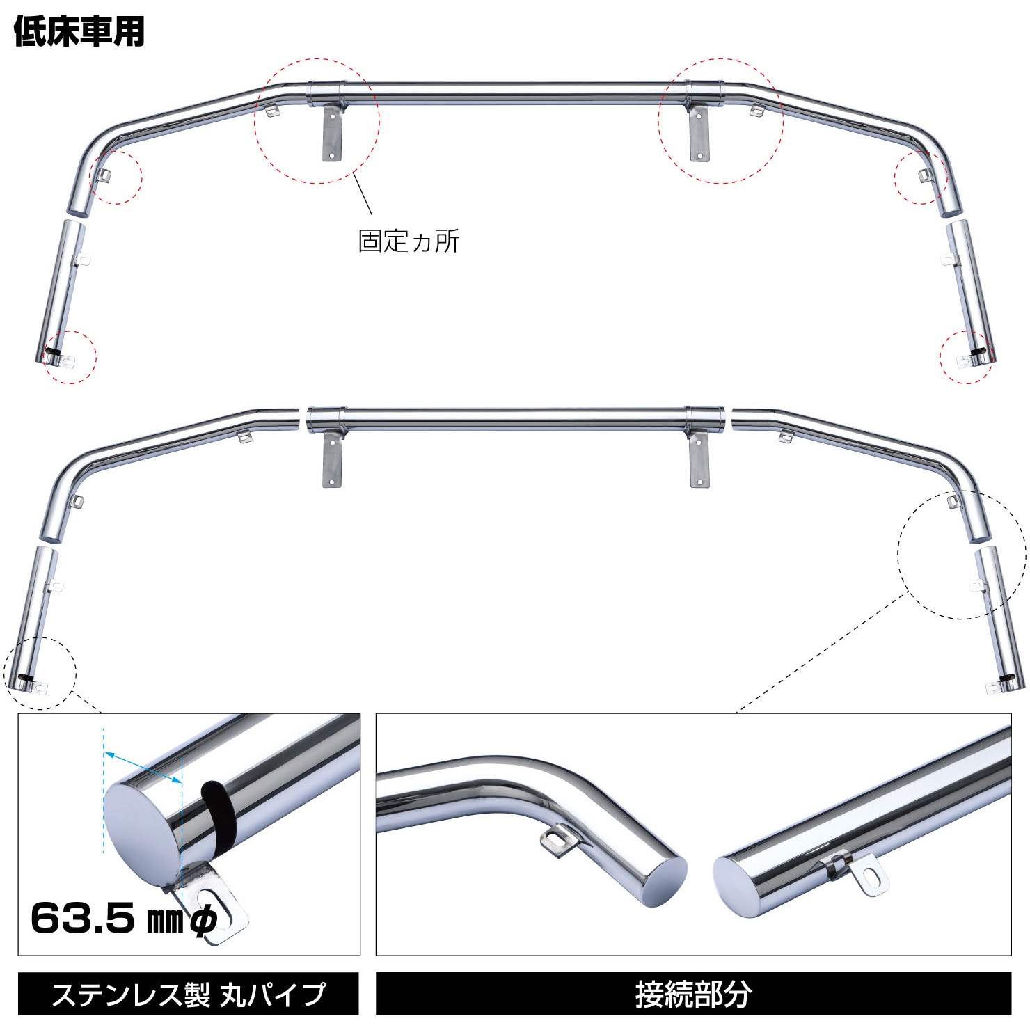 610447 日野大型'17プロフィア 63.5Φ丸パイプバンパー JET INOUE