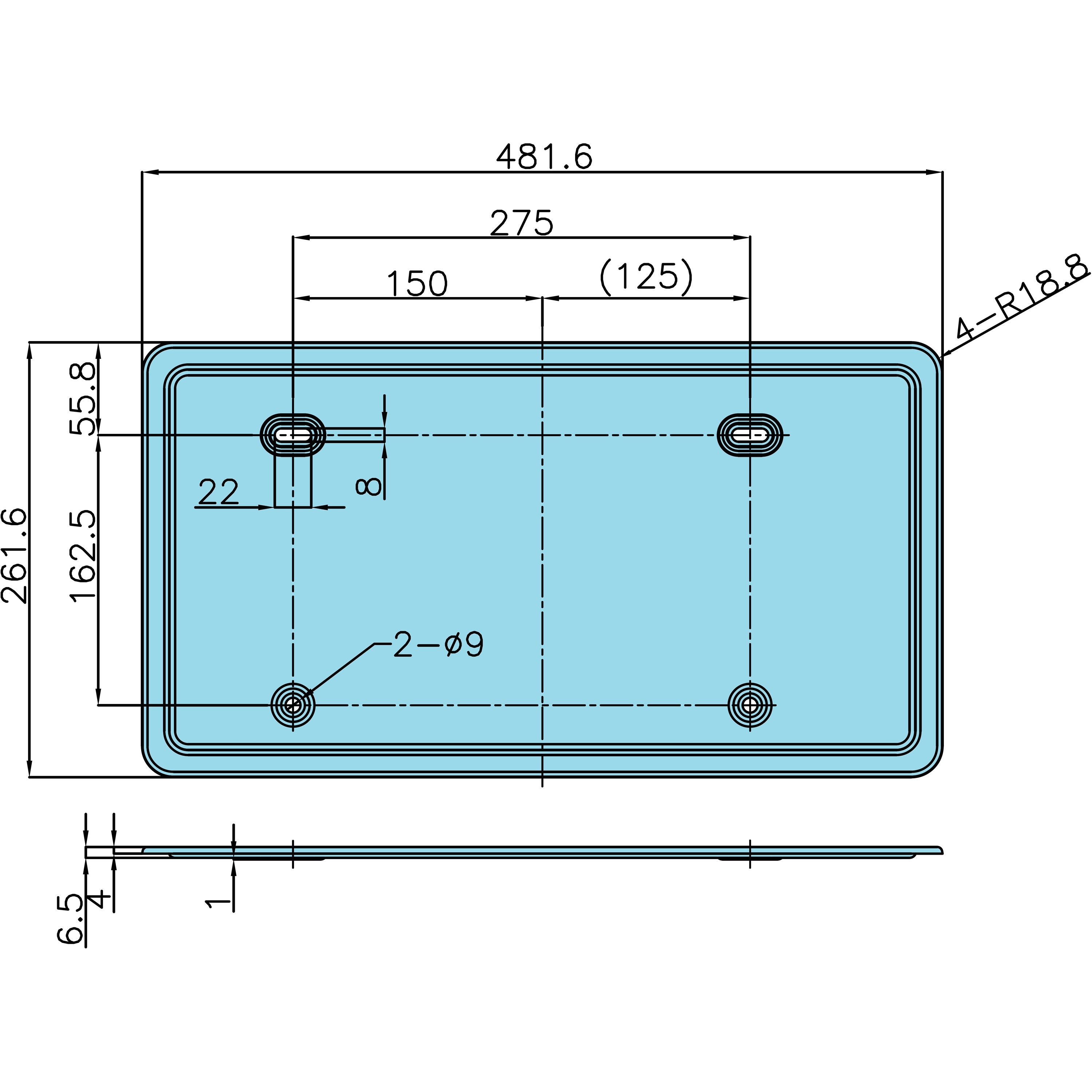 大型車用 8200830 薄型 ステンレス製ナンバー枠 角タイプ 車検対応 1個