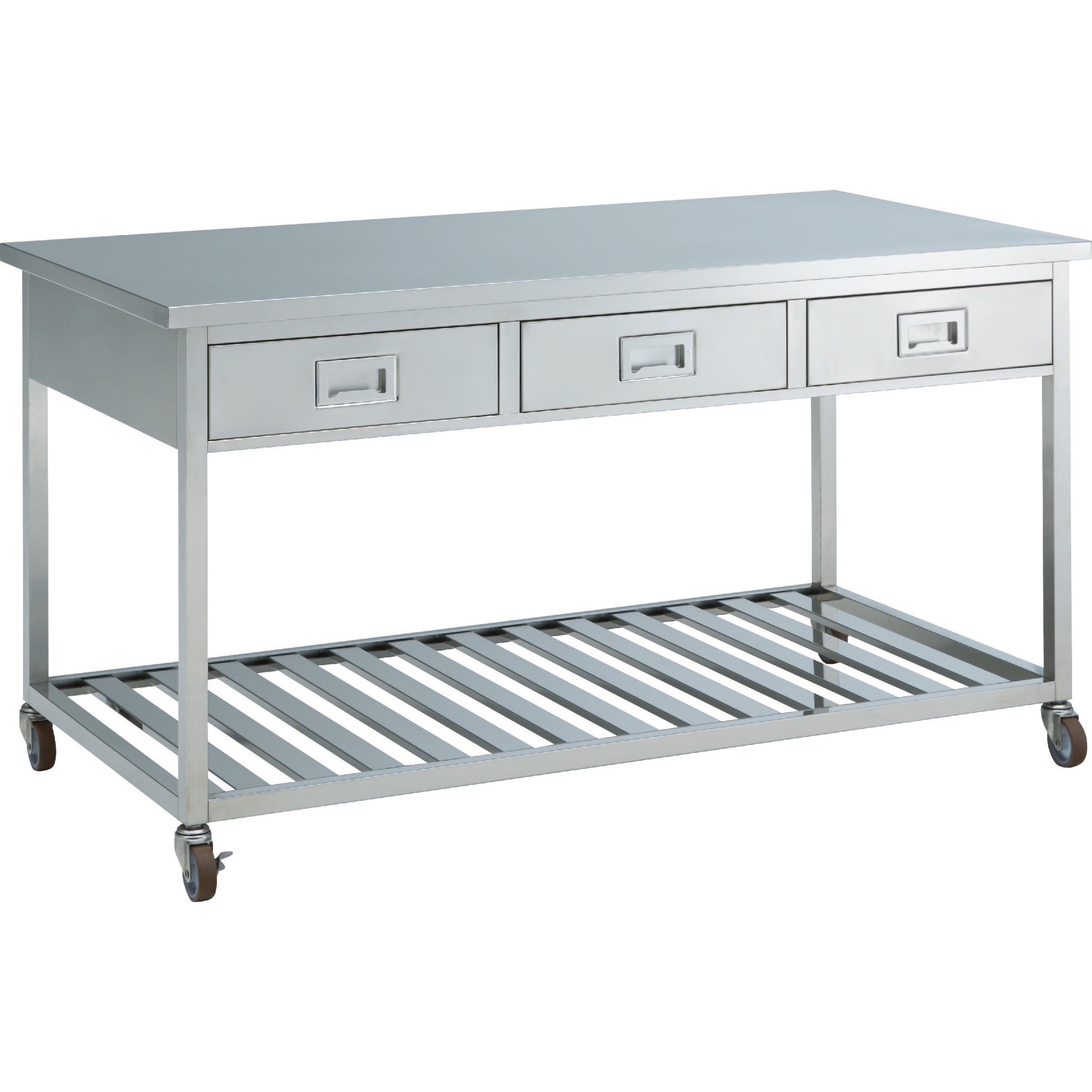 L79C4F S01 ステンレス実験台・作業台 両面 キャスタータイプ 棚付 引出し付 1500×900×800mm 1台 オカムラ(岡村製作所) 【通販モノタロウ】