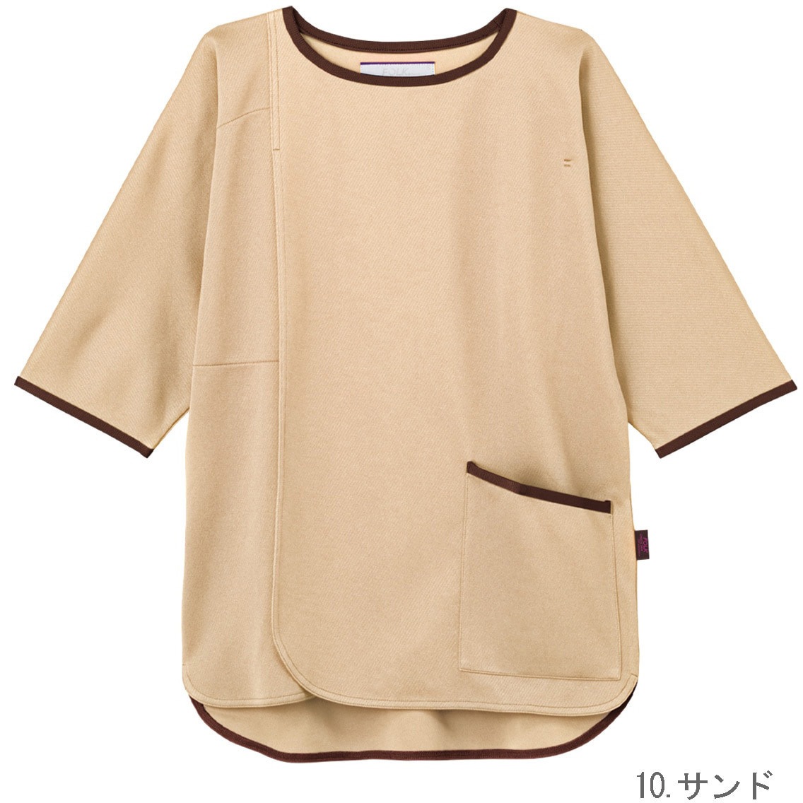 7086BK 検診衣 フォーク サンド色 M  7086BK