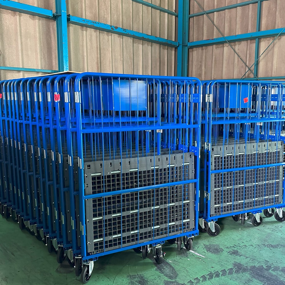 【中古品】床板樹脂カゴ台車　800×600×1700㎜　K068 カゴ台車 観音扉付 床板樹脂製 1台 モノタロウ 【通販モノタロウ】