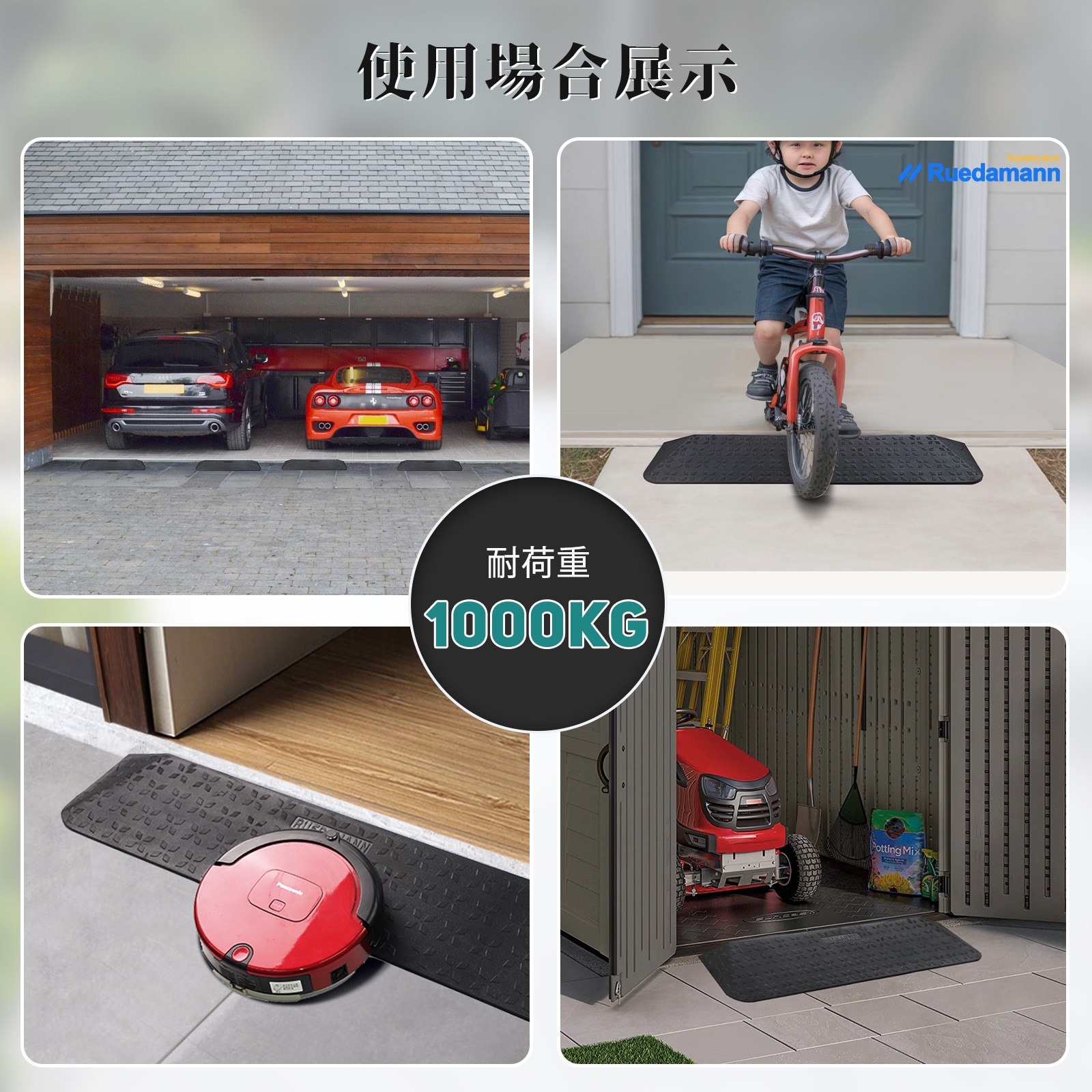 DTR110-38MM 段差スロープ 車椅子スロープ ゴム製 Ruedamann 奥行き