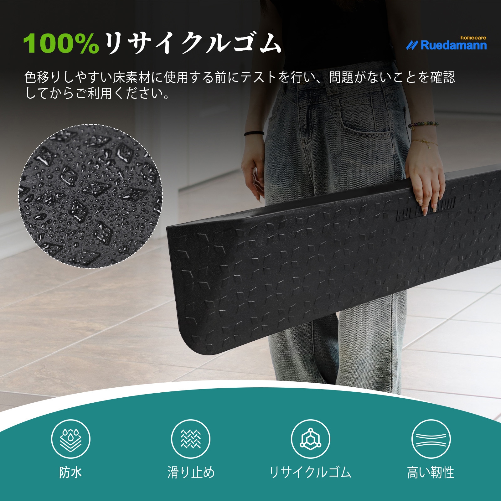 DTR110-50MM 段差スロープ 車椅子スロープ ゴム製 Ruedamann 奥行き