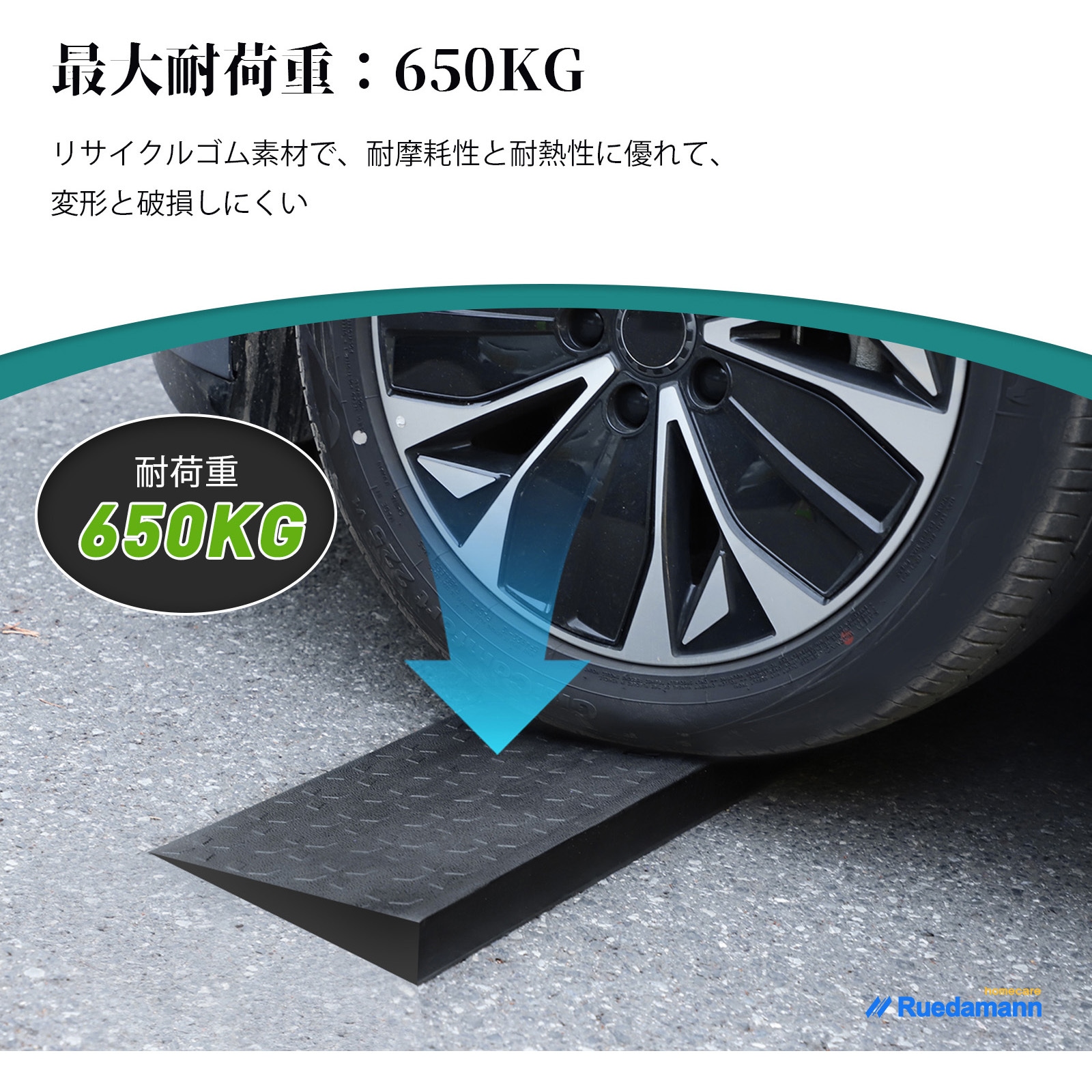 DTR90-40MM 段差スロープ 車椅子スロープ ゴム製 Ruedamann 奥行き20cm