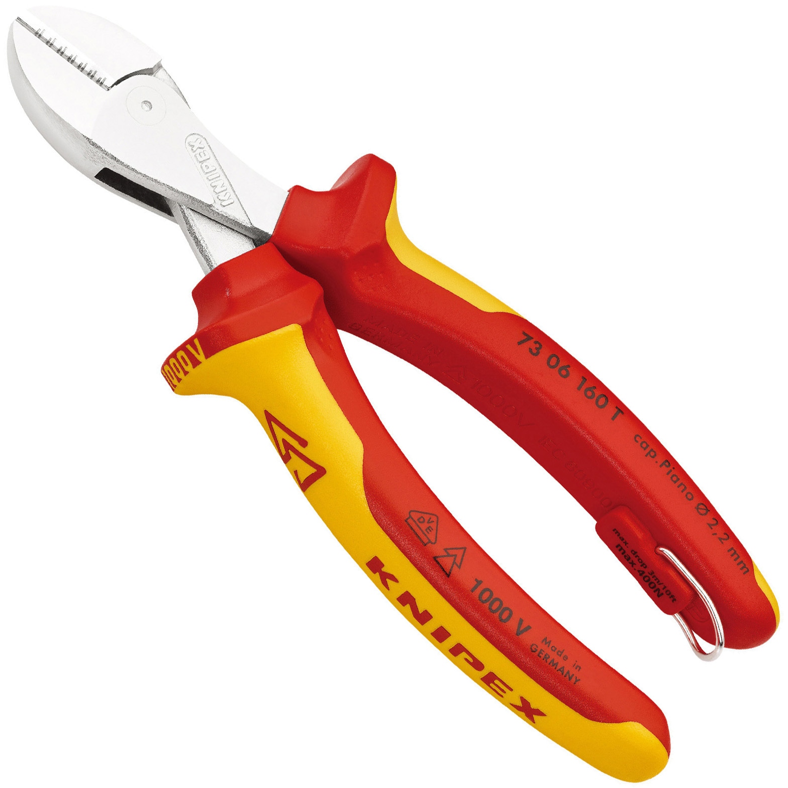 7306-160T 絶縁コンパクトニッパー (落下防止リング付き) 1丁 KNIPEX(クニペックス) 【通販モノタロウ】