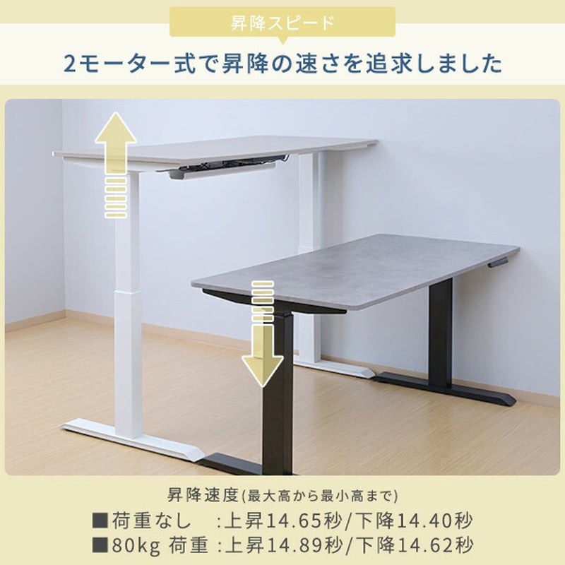 電動昇降デスク メモリー機能付き 2モーター 幅100/120/140 奥行70 高さ71-117cm 幅1200mm