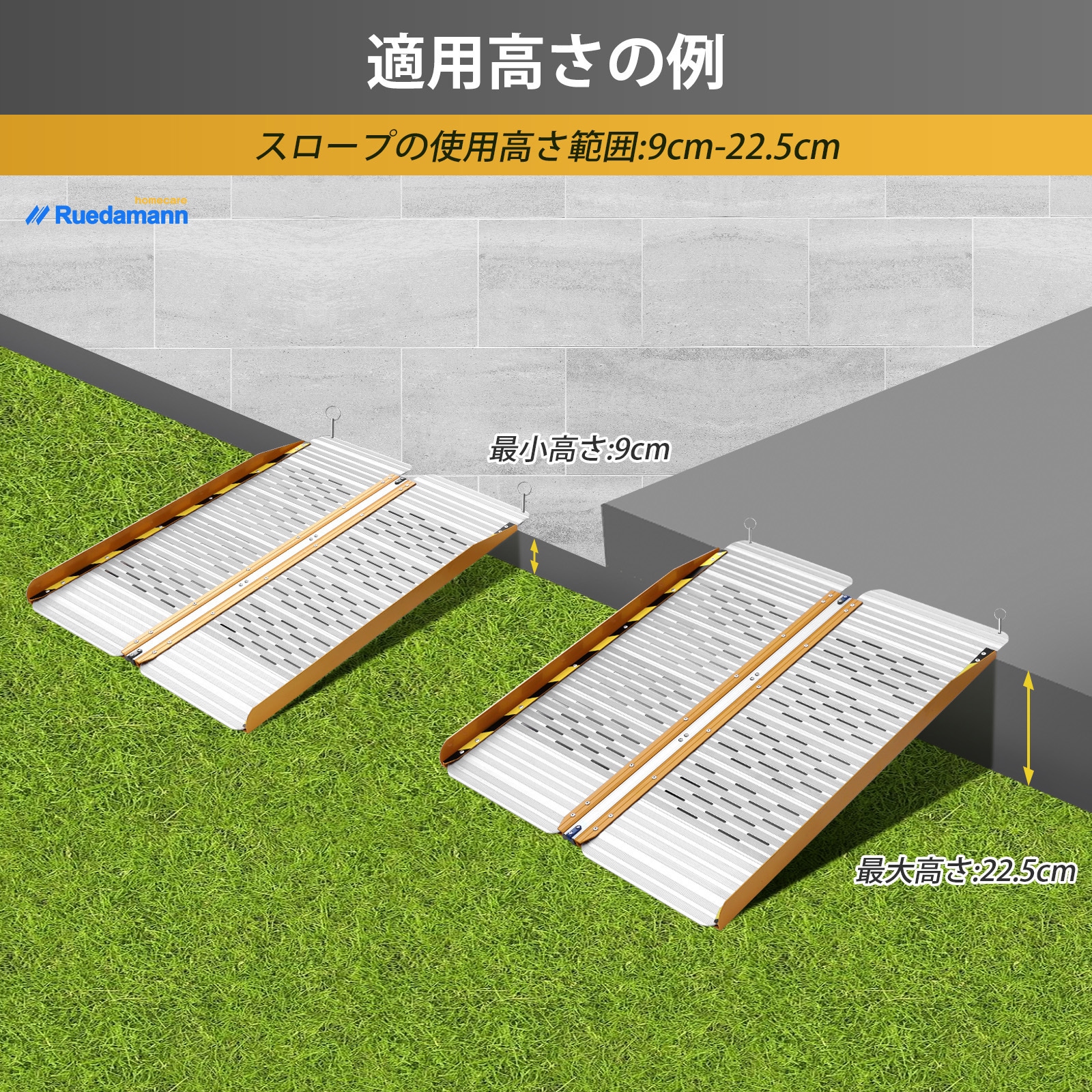 三つ折り畳み式 車椅子用スロープ 段差解消 交通機関適用 FRP製の特殊構造軽量スロープ （長さ100*幅84.5cm ）MEXA1910 三つ折り畳み式 車椅子用スロープ 段差解消 交通機関適用 FRP製の特殊